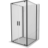 Mexen Exo-3S trijų sienų dušo kabina su atidaromomis durimis 80 x 80 cm, skaidri, juoda - 8182-080-080-70-00-3S