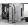 Mexen Exo-3S 3-sieninė dušo kabina su atveriamomis durimis 90 x 90 cm, skaidri, juoda - 8182-090-090-70-00-3S