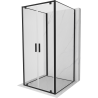 Mexen Exo-3S Trijų pusių 100 x 100 cm atveriama dušo kabina, skaidri, juoda - 8182-100-100-70-00-3S