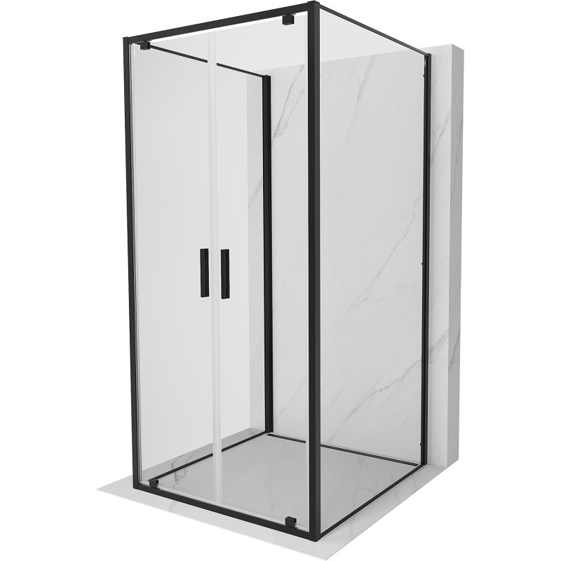 Mexen Exo-BR Duo 3S trys priedų 110 x 110 cm, permatomas, juodas dušas kabinas - 8182-110-110-70-00-3S