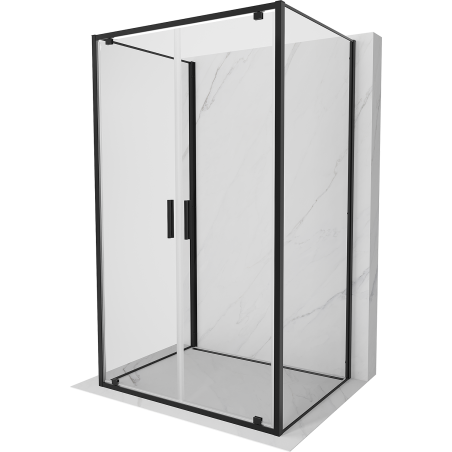 Mexen Exo-3S 90 x 70 cm trijų sienų dušo kabina su varstomomis durimis, skaidri, juoda - 8182-090-070-70-00-3S