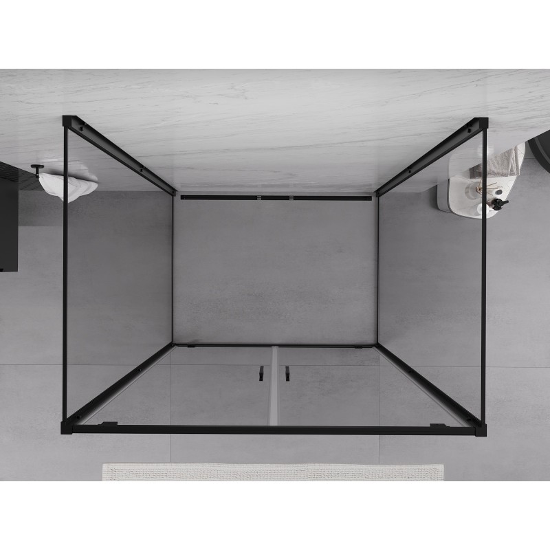 Mexen Exo-3S dušo kabina 3 sienų, atveriama 90 x 80 cm, skaidrus, juoda - 8182-090-080-70-00-3S