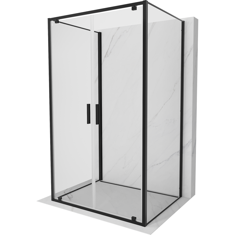Mexen Exo-3S dušo kabina 3 sienų atveriama 80 x 85 cm, permatoma, juoda - 8182-080-085-70-00-3S