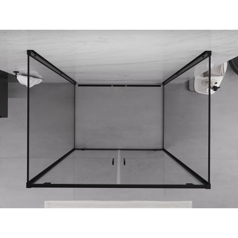 Mexen Exo-BR Duo 3S 3 pusių atveriama dušo kabina 80 x 110 cm, skaidri, juoda - 8182-080-110-70-00-3S