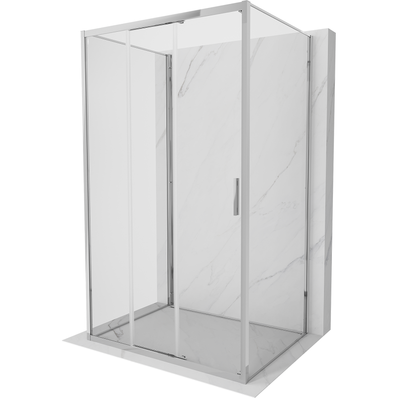 Mexen Exo-3S trijų sienelių stumdomas dušo kabinas 90 x 75 cm, skaidrus, chromuotas - 8153-090-075-01-00-3S