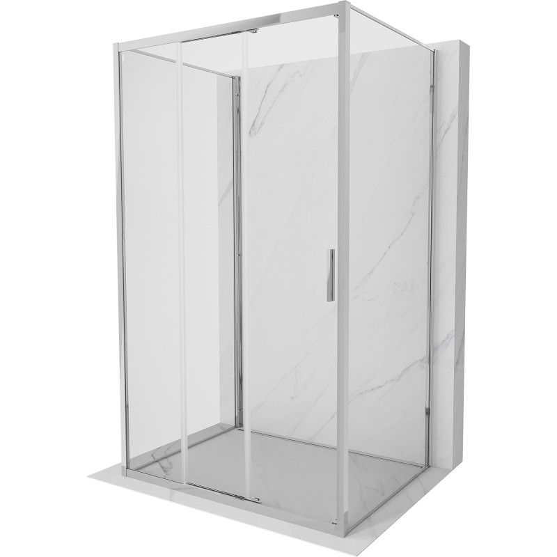 Mexen Exo-3S 3S 3 sienų stumdomos dušo kabina, 100 x 75 cm, skaidri, chromas - 8153-100-075-01-00-3S