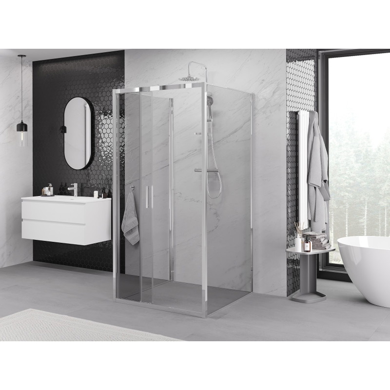 Mexen Exo-3S 3S dušo kabina 3 sienos, stumdomos 80 x 80 cm, permatomas, chromas - 8153-080-080-01-00-3S
