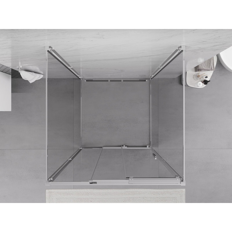 Mexen Exo-3S 3S dušo kabina 3 sienos, stumdomos 80 x 80 cm, permatomas, chromas - 8153-080-080-01-00-3S