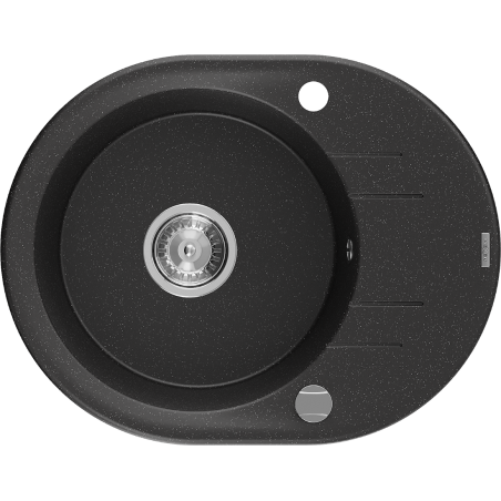 Mexen Kevin vienos kameros granitinė kriauklė su indų džiovykla 586 x 458 mm, juoda/sidabrinė metalo spalva, chromuotas