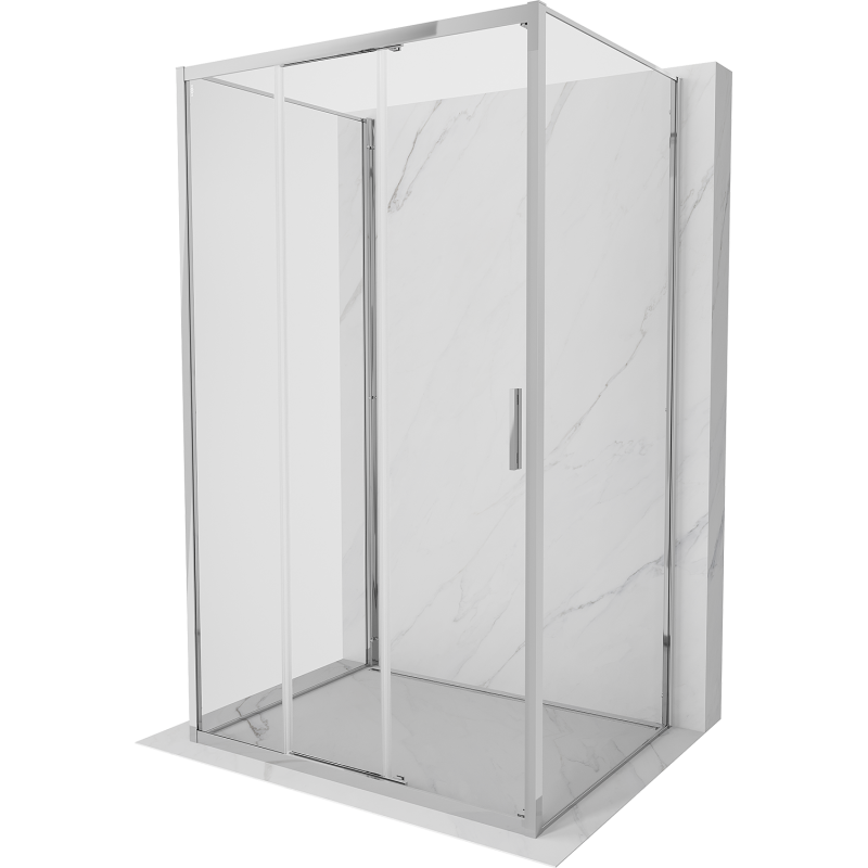 Mexen Exo-3S trijų sienelių stumdomas dušo kabinas 80 x 100 cm, skaidrus, chromas - 8153-080-100-01-00-3S