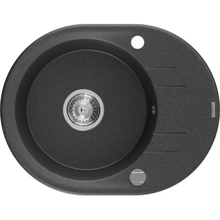 Mexen Kevin granitinė vienos kameros plautuvė su nutekėjimu 586 x 458 mm, juodas taškuotas, chromuotas sifonas