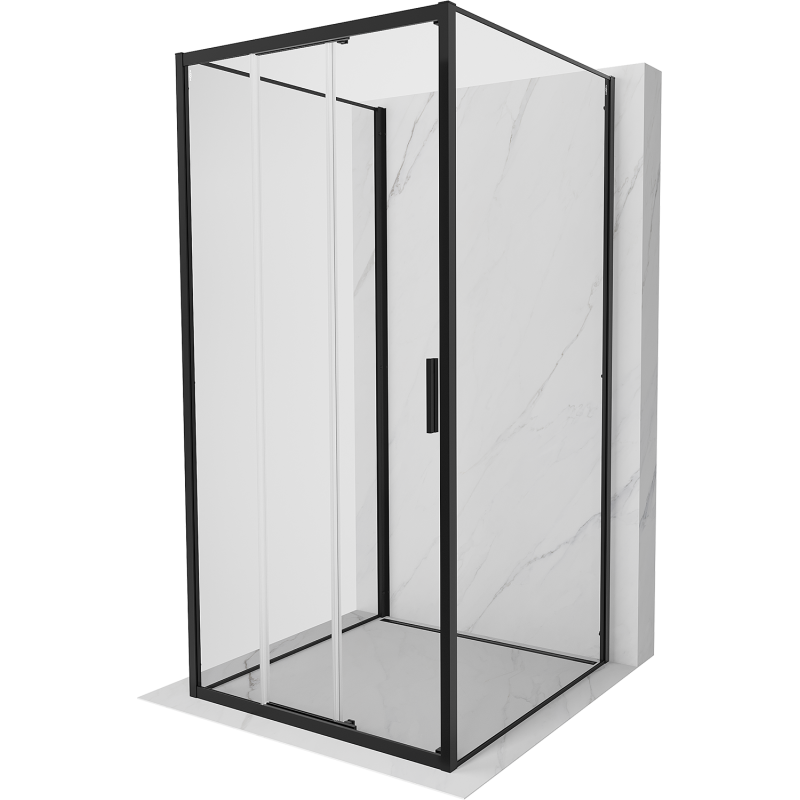 Mexen Exo-3S dušo kabina 3-sienų stumdomos 80 x 80 cm, skaidri, juoda - 8153-080-080-70-00-3S