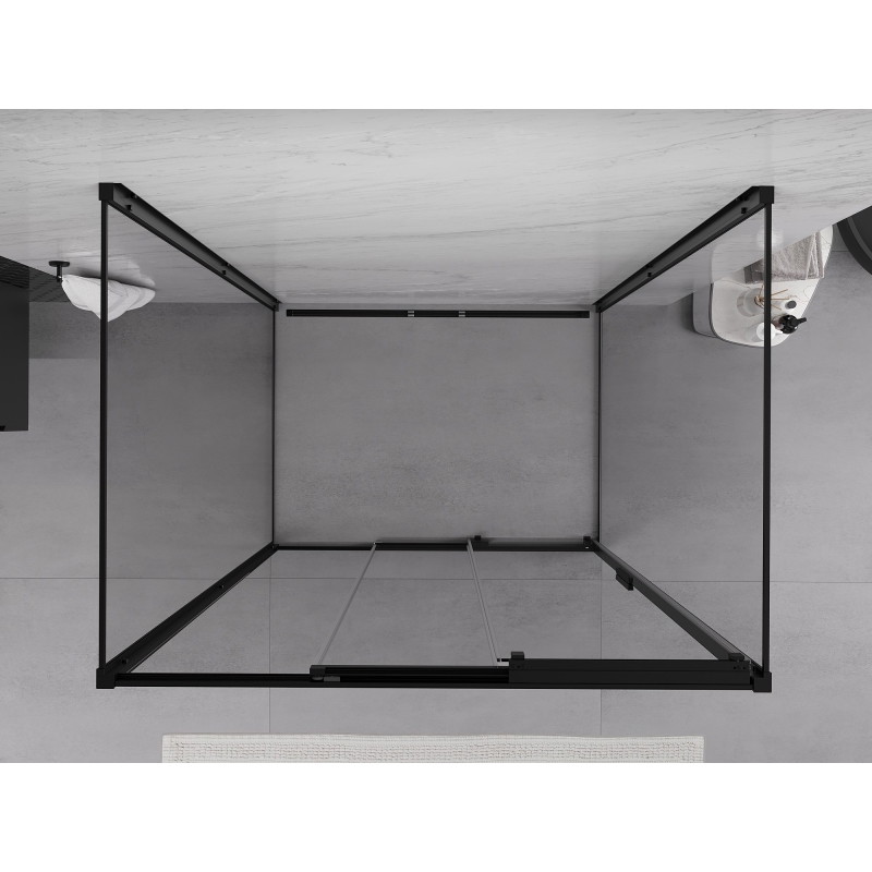 Mexen Exo-3S 3S 3-jų sienų stumdomas dušo kabinas 100 x 80 cm, permatomas, juodas - 8153-100-080-70-00-3S