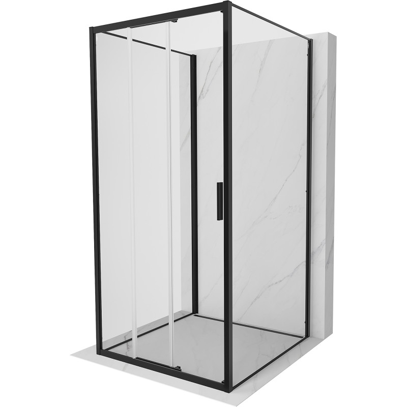 Mexen Exo-3S 3S 3 sienelių stumdomas dušo kabina 85 x 85 cm, skaidrus, juoda - 8153-085-085-70-00-3S