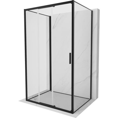 Mexen Exo-3S trijų sienų slankiojantis dušo kabina 90 x 85 cm, permatoma, juoda - 8153-090-085-70-00-3S