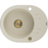 Mexen Kevin vienos plautuvės akmens masės kriauklė su nusausinimo skyriumi 586 x 458 mm, smėlio spalvos, auksinis sifonas