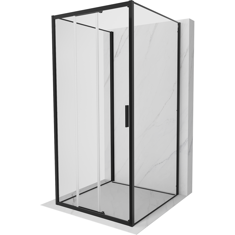 Mexen Exo-3S 90 x 90 cm, trijų sienų stumdomos dušo kabina, permatoma, juoda - 8153-090-090-70-00-3S