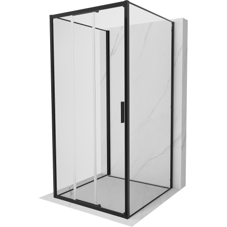 Mexen Exo-3S trijų sienų stumdomasis dušo kabina 95 x 95 cm, permatoma, juoda - 8153-095-095-70-00-3S
