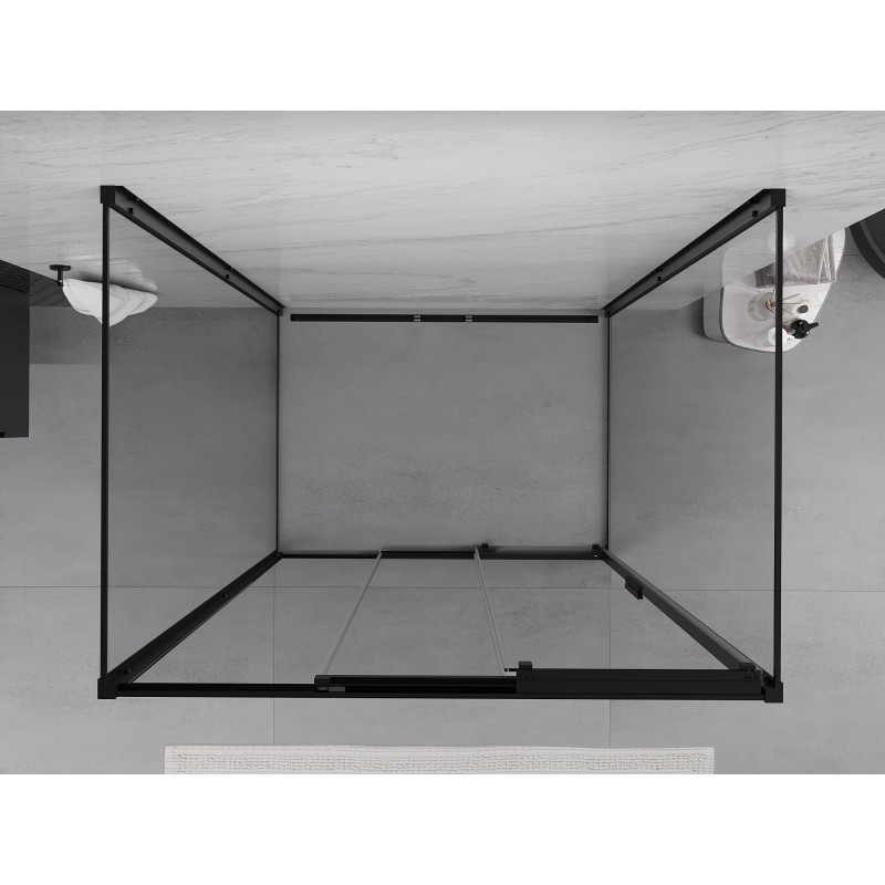 Mexen Exo-3S dušo kabina 3 sienų stumdomos 90 x 100 cm, permatoma, juoda - 8153-090-100-70-00-3S