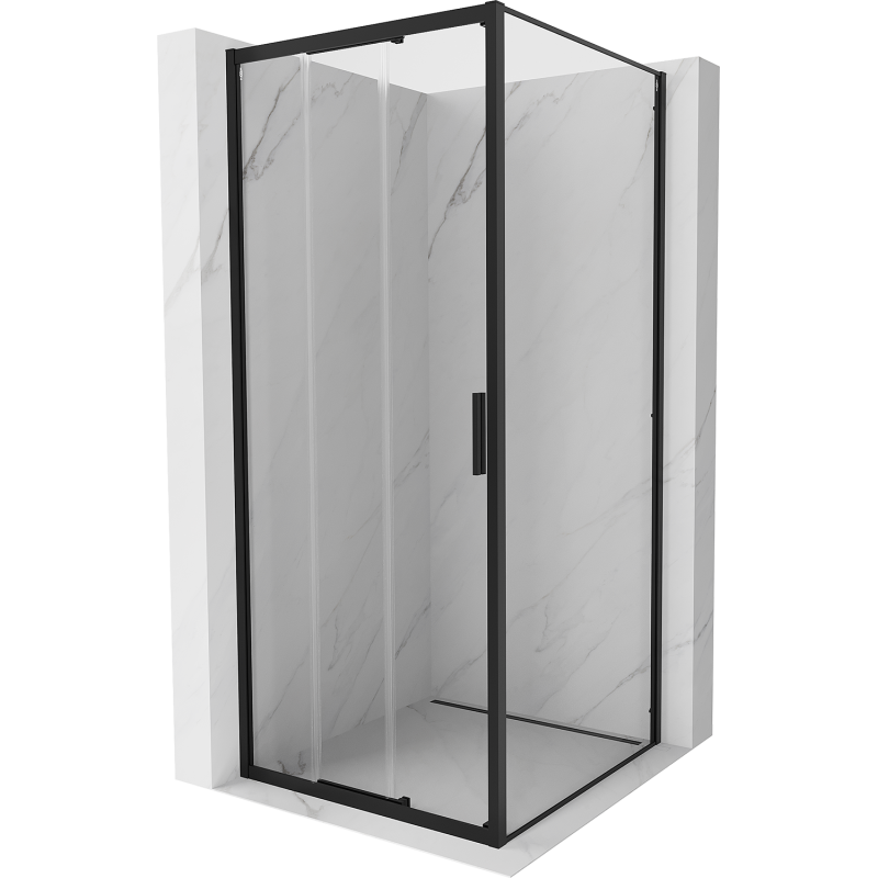 Mexen Exo 100 x 100 cm stumdomas dušo kabinas, skaidrus, juodas - 8153-100-100-70-00