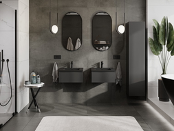 Mexen Orio vonios kambario spintelė 50 cm su Otis praustuvu, 1 stalčius, juodas matinis - 91A10-05023-1-BF71-W18M71