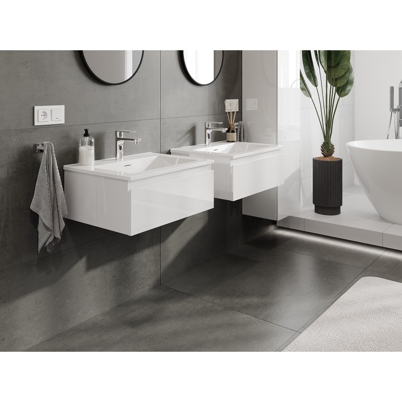 Mexen Orio vonios spintelė 60 cm su Otis praustuvu, 1 stalčius, balta blizgi - 91A10-06023-1-BF00-W18M00