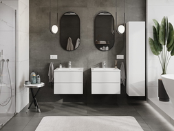 Mexen Orio vonios spintelė 60 cm su praustuvu Otis, 2 stalčiai, blizgi balta - 91A10-06047-2-BFF00-W18M00