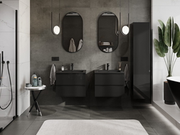 Mexen Orio vonios spintelė 60 cm su praustuvu Otis, 2 stalčiai, blizgi juoda/matinė juoda - 91A10-06047-2-BFF70-W18M71