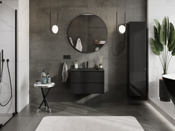 Mexen Orio 70 cm vonios spintelė su Otis praustuvu, 2 stalčiai, juodas blizgus/juodas matinis - 91A10-07047-2-BFF70-W18M71