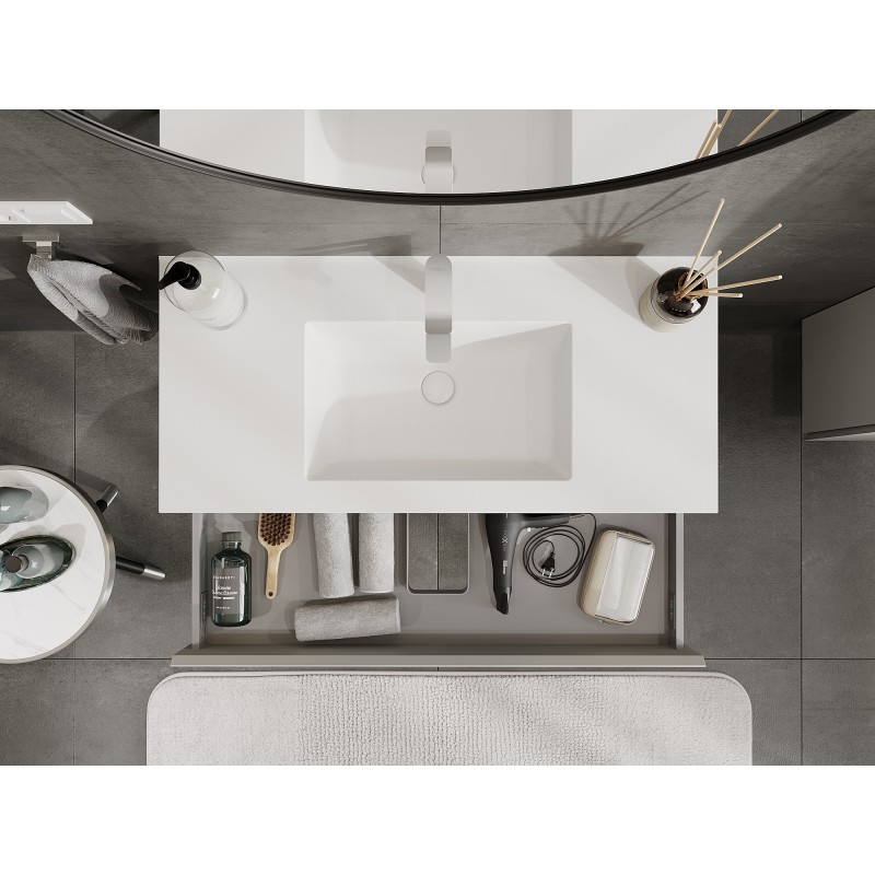 Mexen Orio vonios spintelė 100 cm su praustuvu Otis, 1 stalčius, pilka matinė/balta matinė - 91A10-10023-1-BF62-W18M01
