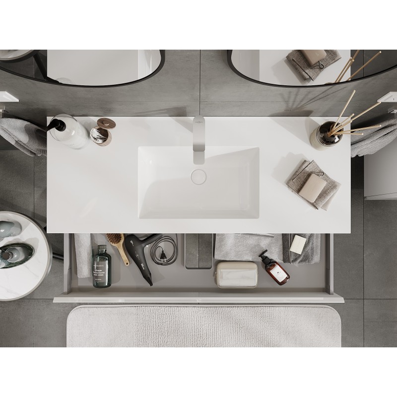 Mexen Orio vonios spintelė 120 cm su Otis praustuvu, 1 stalčius, balta blizgi - 91A10-12023-1-BF00-W18M00