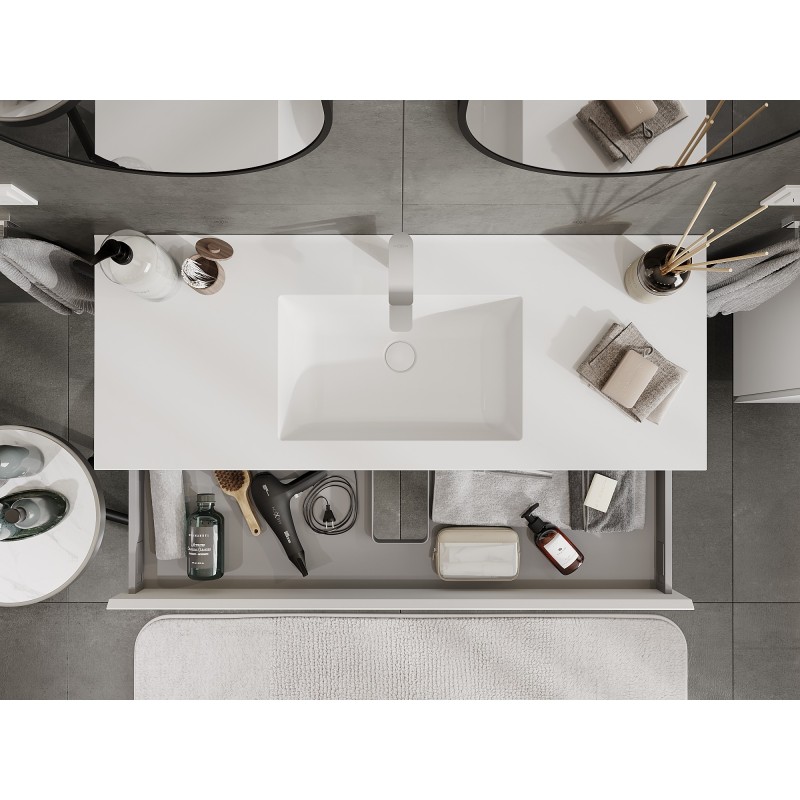 Mexen Orio vonios spintelė 120 cm su Otis praustuvu, 1 stalčius, balta matinė - 91A10-12023-1-BF01-W18M01