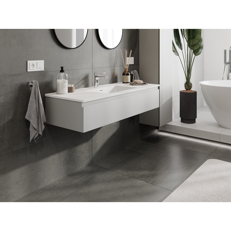 Mexen Orio vonios spintelė 120 cm su kriaukle Otis, 1 stalčius, pilka matinė/balta matinė - 91A10-12023-1-BF62-W18M01