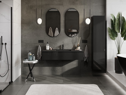 Mexen Orio vonios spintelė 120 cm su praustuvu Otis, 1 stalčius, juodas blizgus/juodas matinis - 91A10-12023-1-BF70-W18M71
