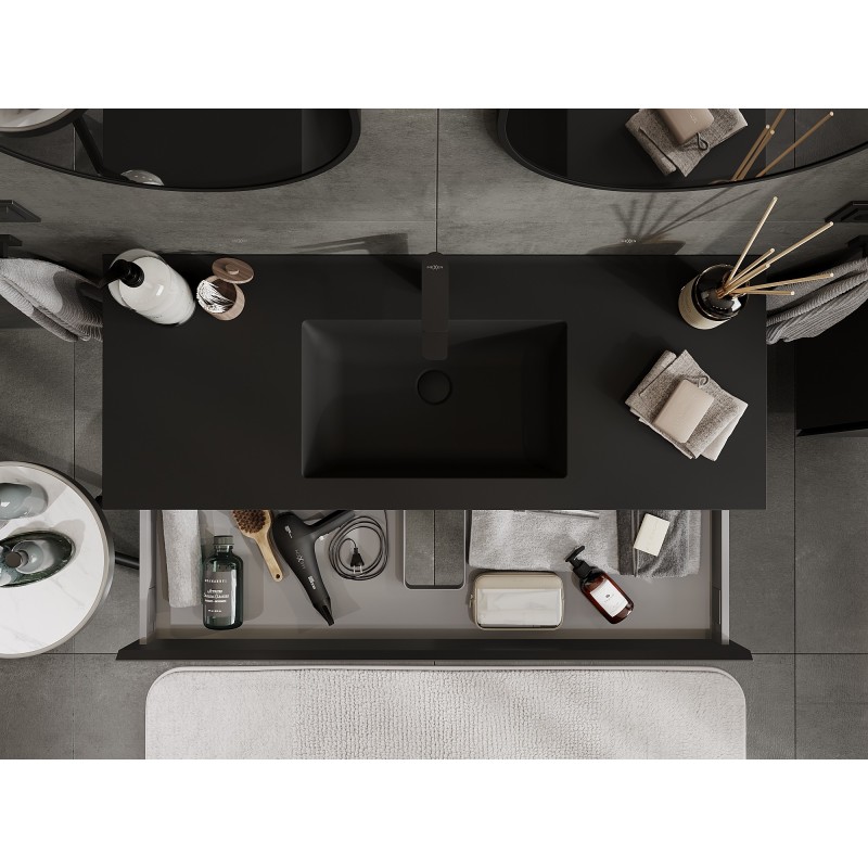 Mexen Orio vonios spintelė 120 cm su Otis praustuvu, 1 stalčius, juodas matinis - 91A10-12023-1-BF71-W18M71