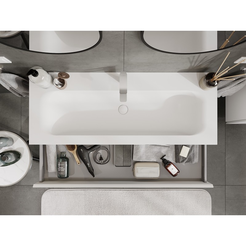 Mexen Orio vonios spintelė 120 cm su praustuvu Vela, 1 stalčius, balta matinė - 91A10-12023-1-BF01-W23M01