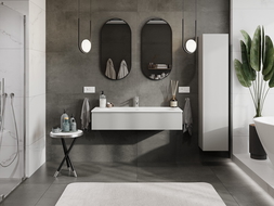 Mexen Orio vonios spintelė 120 cm su kriaukle Vela, 1 stalčius, pilka matinė/balta matinė - 91A10-12023-1-BF62-W23M01