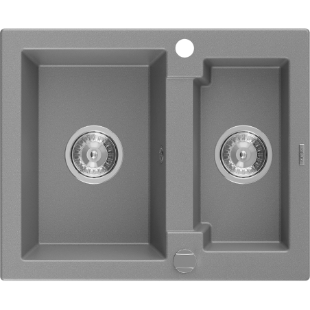 Mexen Carlos granito plautuvė 1,5 skylių 582 x 475 mm, pilka, chromo sifonas - 6518581500-71