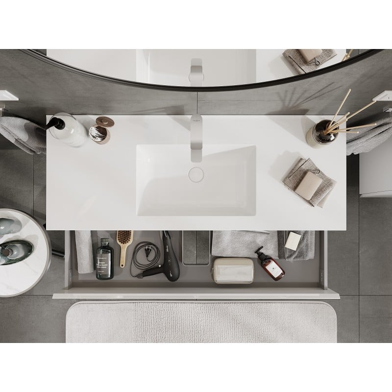 Mexen Orio vonios spintelė 120 cm su Otis kriaukle, 2 stalčiai, balta blizgi - 91A10-12047-2-BFF00-W18M00