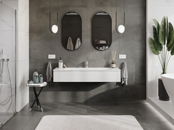 Mexen Orio vonios spintelė 140 cm su praustuvu Vela, 1 stalčius, balta blizgi - 91A10-14023-1-BF00-W23M00