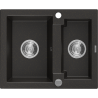 Mexen Carlos granito plautuvas su 1,5 dubenimis 582 x 475 mm, juoda/auksinis metalikas, chromuotas sifonas - 6518581500-75