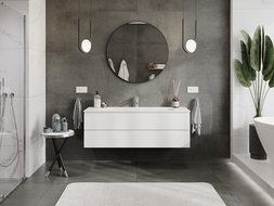 Mexen Orio vonios spintelė 140 cm su praustuvu Vela, 2 stalčiai, baltas matinis - 91A10-14047-2-BFF01-W23M01