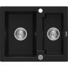 Mexen Carlos granito plautuvė 1,5 talpos 582 x 475 mm, juoda, chrom sifonas - 6518581500-77