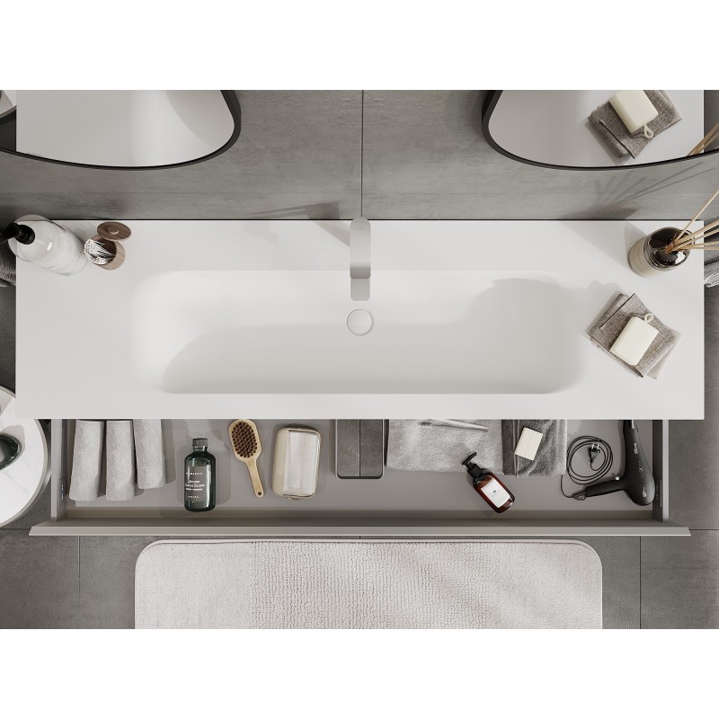 Mexen Orio vonios spintelė 160 cm su Vela kriaukle, 1 stalčius, pilka matinė/balta matinė - 91A10-16023-1-BF62-W23M01