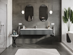 Mexen Orio vonios spintele 160 cm su praustuvu Vela, 1 stalčius, grafitas matinis/balta matinis - 91A10-16023-1-BF66-W23M01