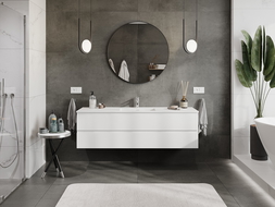 Mexen Orio vonios spintelė 160 cm su Otis praustuvu, 2 stalčiai, balta matinė - 91A10-16047-2-BFF01-W18M01