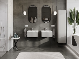 Mexen Rivel vonios spintelė 50 cm su kriaukle Otis, 1 stalčius, grioveliai, pilka matinė/balta matinė