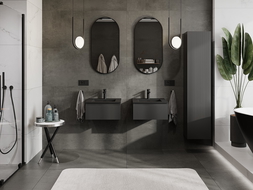 Mexen Rivel vonios spintelė 50 cm su Otis praustuvu, 1 stalčius, grioveliais, juoda matinė - 91A20-05023-1-BF71-W18M71