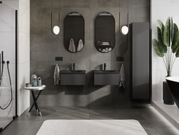 Mexen Rivel vonios spintelė 50 cm su praustuvu Vela, 1 stalčius, rifliuotas, juoda matinė - 91A20-05023-1-BF71-W23M71