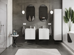 Mexen Rivel vonios kambario spintelė 50 cm su Otis kriaukle, 1 stalčius, grioveliais, balta matinė - 91A20-05047-1-BF01-W18M01